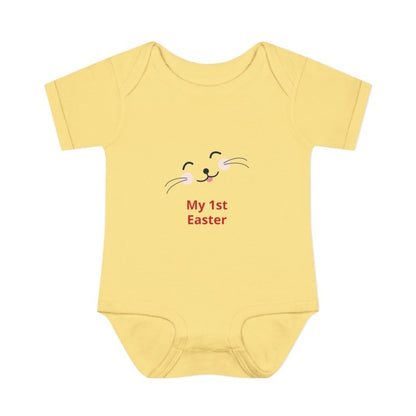 Personalized Baby Bodysuit – 'My 1st Easter' Cute Bunny Face Infant Onesie - Hands & Toes