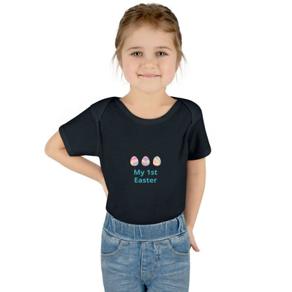 Personalized Baby Bodysuit – 'My 1st Easter' Cute Bunny Face Infant Onesie - Hands & Toes