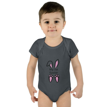Personalized Baby Bodysuit – 'My 1st Easter' Cute Bunny Face Infant Onesie - Hands & Toes