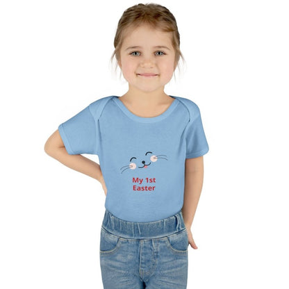 Personalized Baby Bodysuit – 'My 1st Easter' Cute Bunny Face Infant Onesie - Hands & Toes