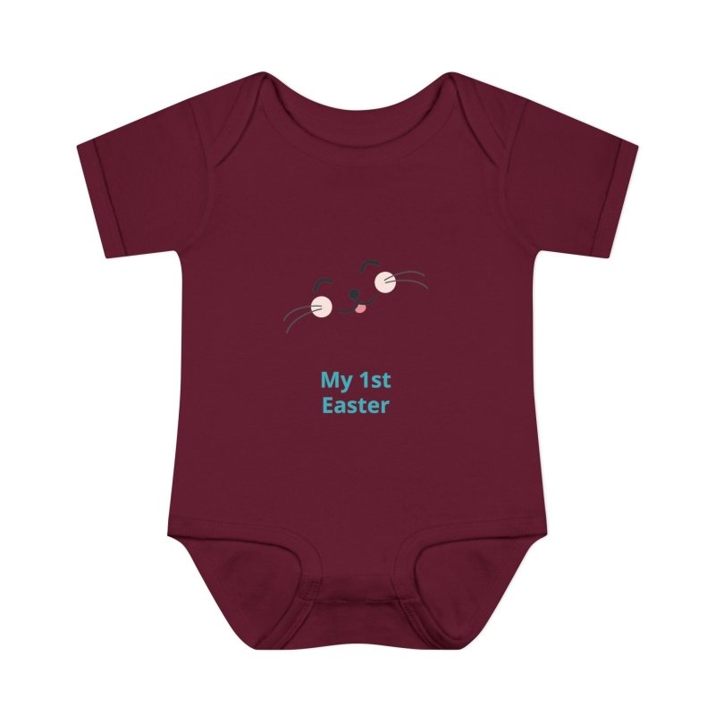 Personalized Baby Bodysuit – 'My 1st Easter' Cute Bunny Face Infant Onesie - Hands & Toes