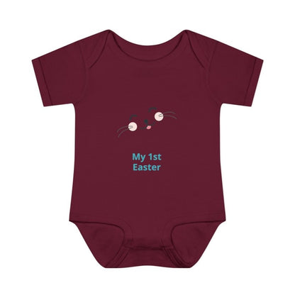 Personalized Baby Bodysuit – 'My 1st Easter' Cute Bunny Face Infant Onesie - Hands & Toes