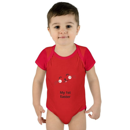 Personalized Baby Bodysuit – 'My 1st Easter' Cute Bunny Face Infant Onesie - Hands & Toes