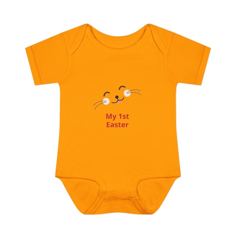 Personalized Baby Bodysuit – 'My 1st Easter' Cute Bunny Face Infant Onesie - Hands & Toes