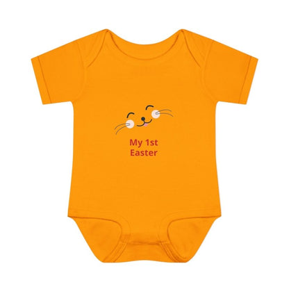 Personalized Baby Bodysuit – 'My 1st Easter' Cute Bunny Face Infant Onesie - Hands & Toes