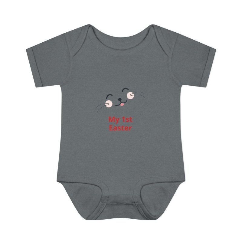 Personalized Baby Bodysuit – 'My 1st Easter' Cute Bunny Face Infant Onesie - Hands & Toes