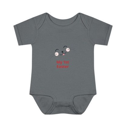 Personalized Baby Bodysuit – 'My 1st Easter' Cute Bunny Face Infant Onesie - Hands & Toes
