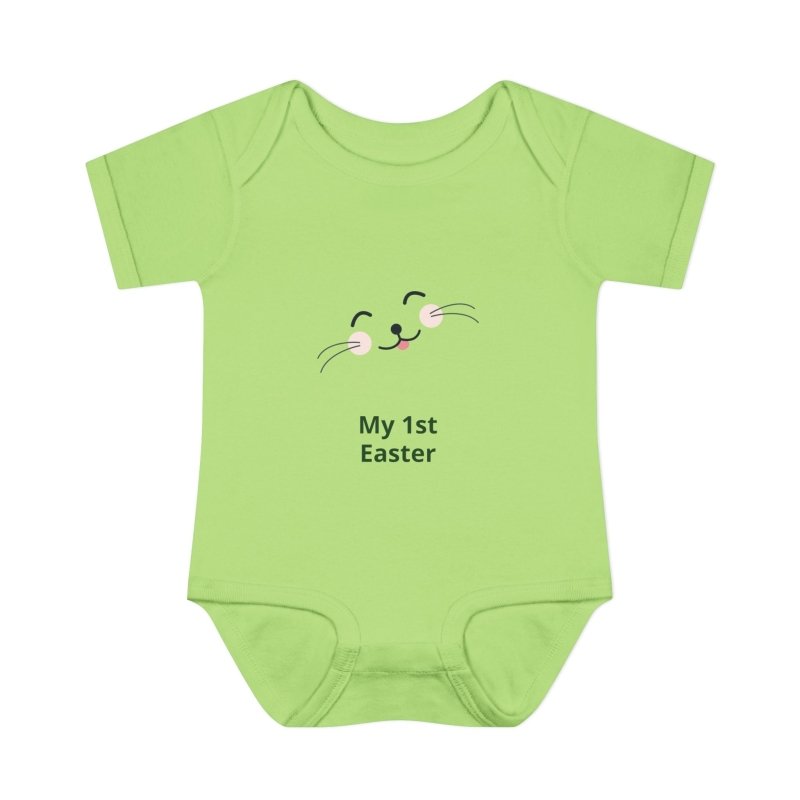 Personalized Baby Bodysuit – 'My 1st Easter' Cute Bunny Face Infant Onesie - Hands & Toes