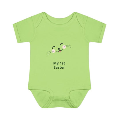 Personalized Baby Bodysuit – 'My 1st Easter' Cute Bunny Face Infant Onesie - Hands & Toes