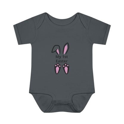 Personalized Baby Bodysuit – 'My 1st Easter' Cute Bunny Face Infant Onesie - Hands & Toes