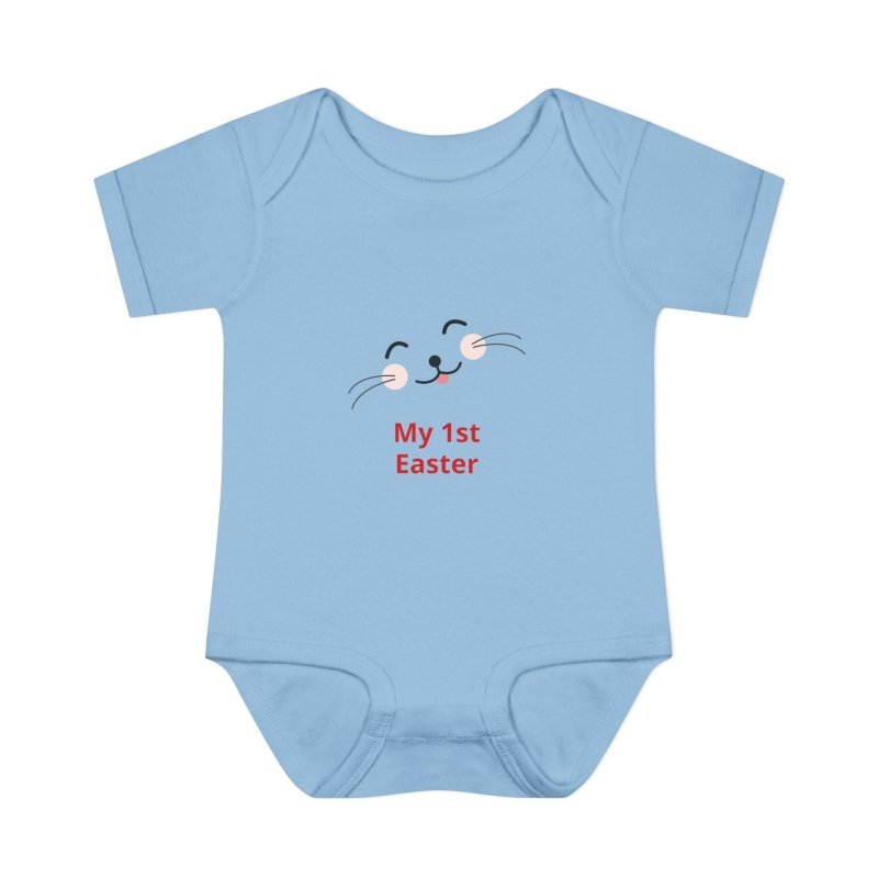 Personalized Baby Bodysuit – 'My 1st Easter' Cute Bunny Face Infant Onesie - Hands & Toes