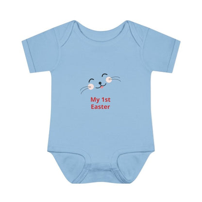 Personalized Baby Bodysuit – 'My 1st Easter' Cute Bunny Face Infant Onesie - Hands & Toes