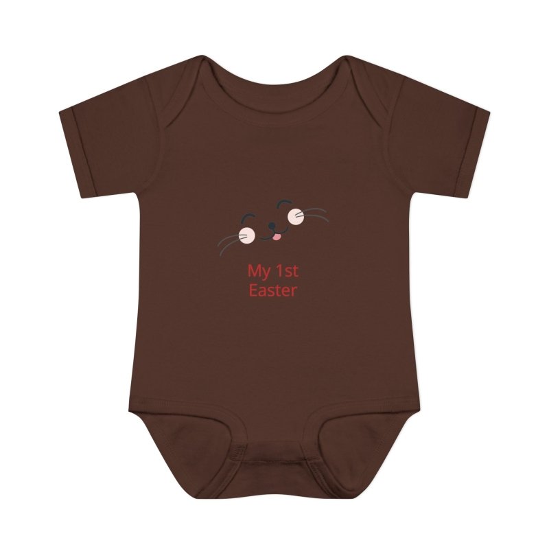 Personalized Baby Bodysuit – 'My 1st Easter' Cute Bunny Face Infant Onesie - Hands & Toes
