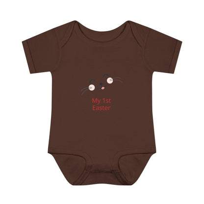 Personalized Baby Bodysuit – 'My 1st Easter' Cute Bunny Face Infant Onesie - Hands & Toes