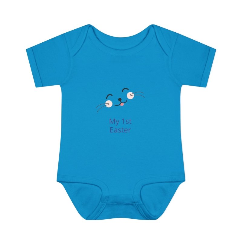 Personalized Baby Bodysuit – 'My 1st Easter' Cute Bunny Face Infant Onesie - Hands & Toes