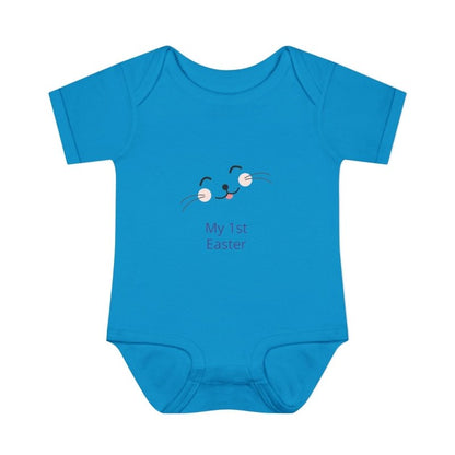 Personalized Baby Bodysuit – 'My 1st Easter' Cute Bunny Face Infant Onesie - Hands & Toes