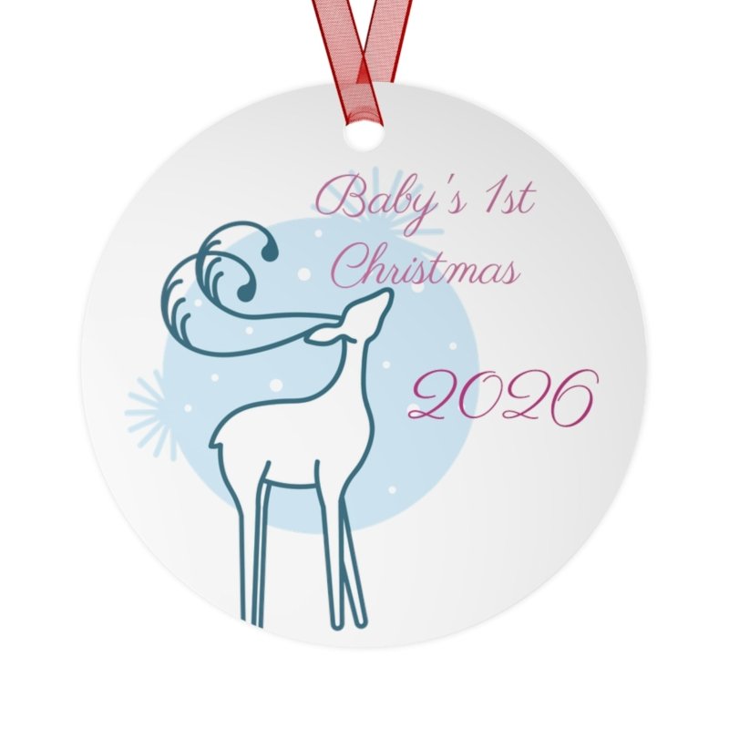 Personalized First Years Reindeer Metal Ornament