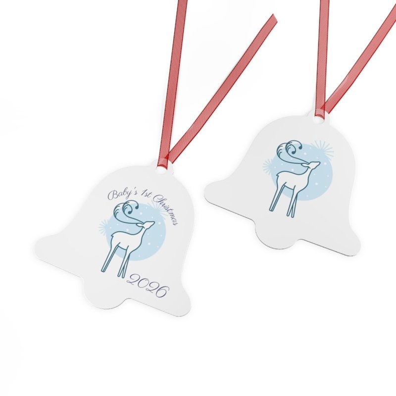 Personalized First Years Reindeer Metal Ornament