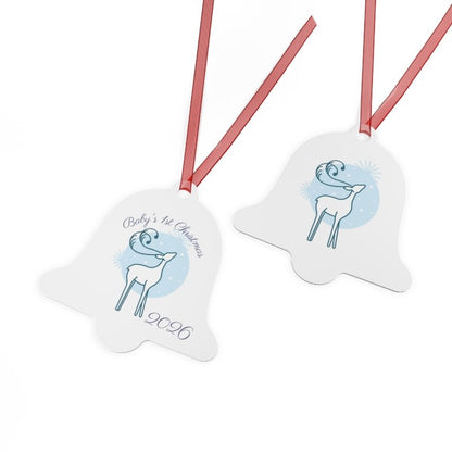 Personalized First Years Reindeer Metal Ornament