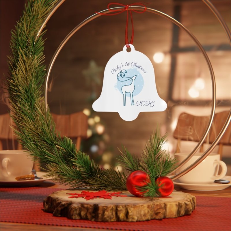 Personalized First Years Reindeer Metal Ornament