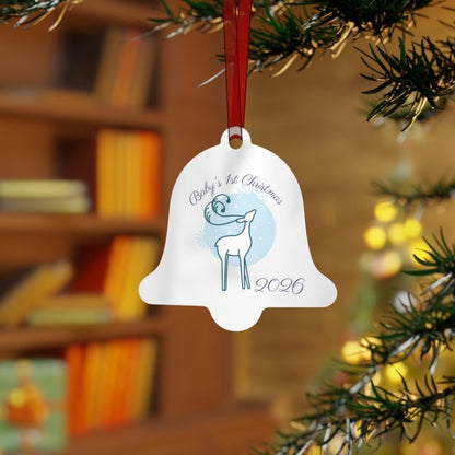 Personalized First Years Reindeer Metal Ornament