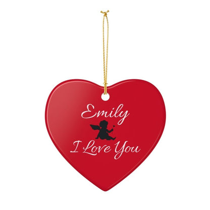 Personalized Heart Ceramic Ornament – "Emily I Love You" Valentine Keepsake