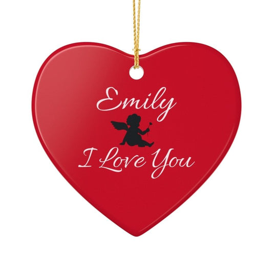 Personalized Heart Ceramic Ornament – "Emily I Love You" Valentine Keepsake