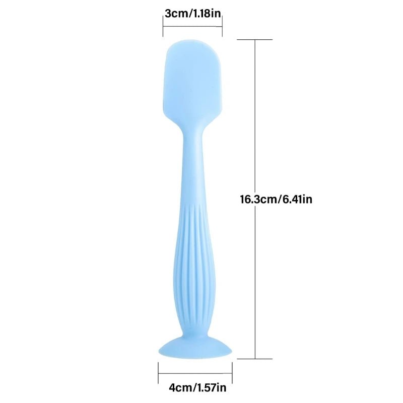 Soft Silicone Diaper Cream Spatula Portable Handheld Scraping Spoon with Suction Base for Gentle Baby Skin Care - Hands & Toes