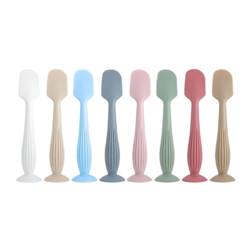 Soft Silicone Diaper Cream Spatula Portable Handheld Scraping Spoon with Suction Base for Gentle Baby Skin Care - Hands & Toes
