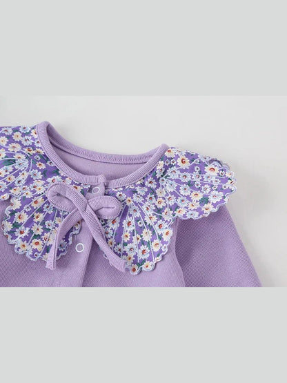 Spring Purple Baby Girls Clothes Romper Sweet Purple Daisy - Hands & Toes