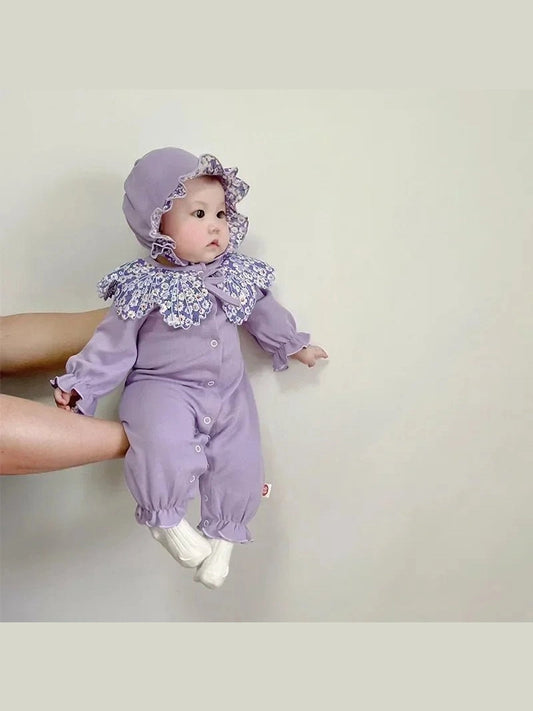 Spring Purple Baby Girls Clothes Romper Sweet Purple Daisy - Hands & Toes