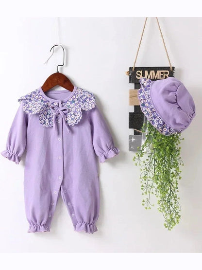 Spring Purple Baby Girls Clothes Romper Sweet Purple Daisy - Hands & Toes
