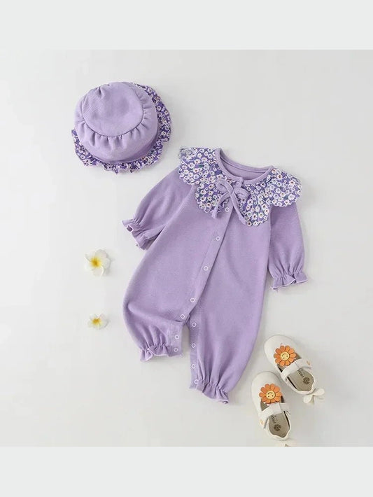 Spring Purple Baby Girls Clothes Romper Sweet Purple Daisy - Hands & Toes