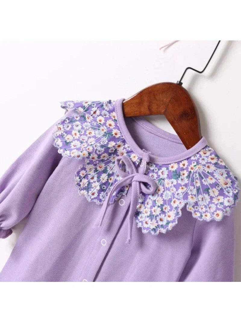 Spring Purple Baby Girls Clothes Romper Sweet Purple Daisy - Hands & Toes