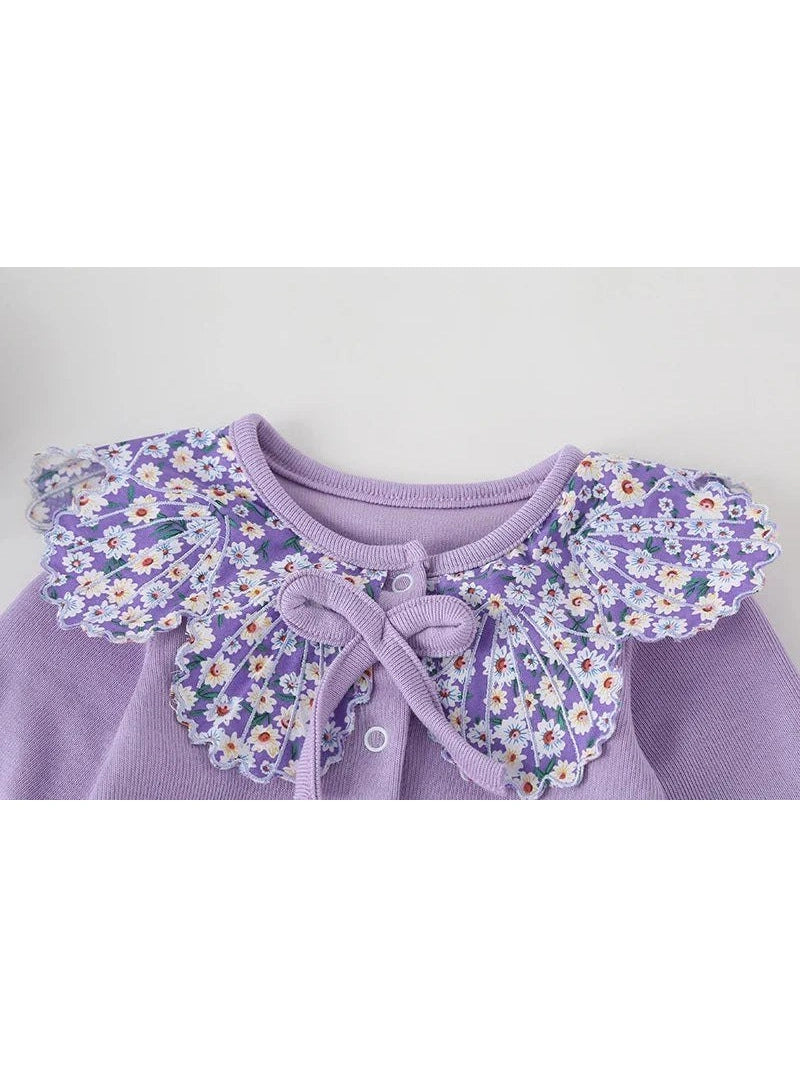 Spring Purple Baby Girls Clothes Romper Sweet Purple Daisy - Hands & Toes
