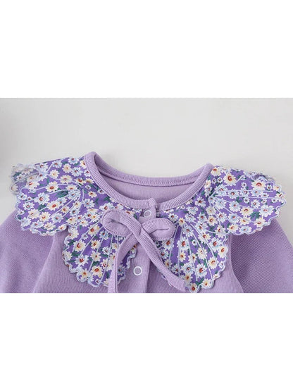 Spring Purple Baby Girls Clothes Romper Sweet Purple Daisy - Hands & Toes
