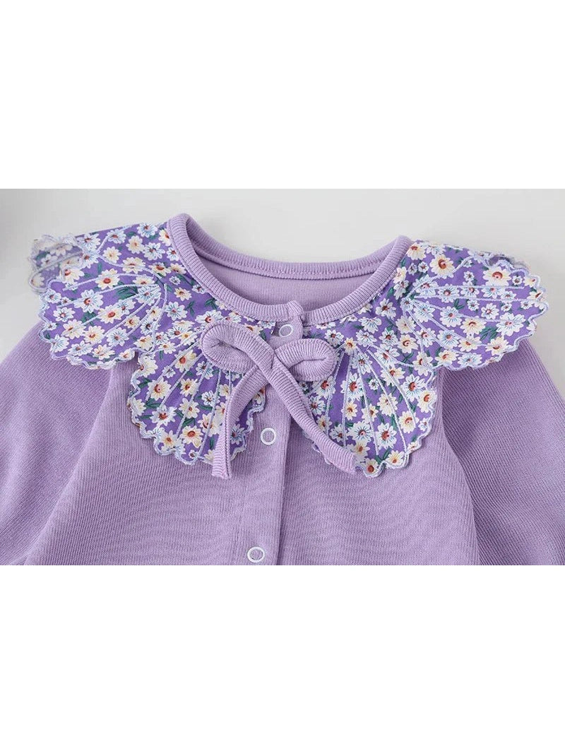 Spring Purple Baby Girls Clothes Romper Sweet Purple Daisy - Hands & Toes