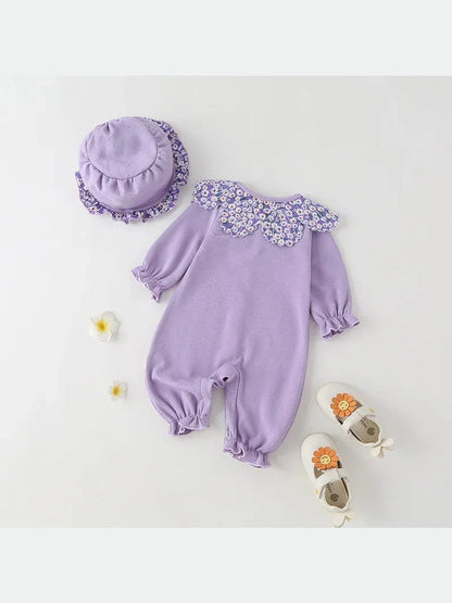 Spring Purple Baby Girls Clothes Romper Sweet Purple Daisy - Hands & Toes