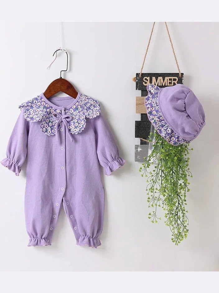 Spring Purple Baby Girls Clothes Romper Sweet Purple Daisy - Hands & Toes