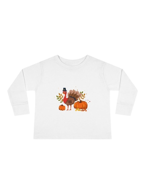 Thanksgiving Turkey Toddler Long Sleeve Shirt, Fall Apparel, Cute Thanksgiving Gift