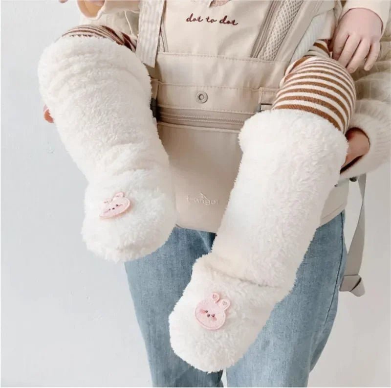 Winter Baby Socks Thick Warm Long Socks for Toddler White Autumn Winter PlushKnee Newborn Anti Slip Floor Socks Baby Accessories - Hands & Toes