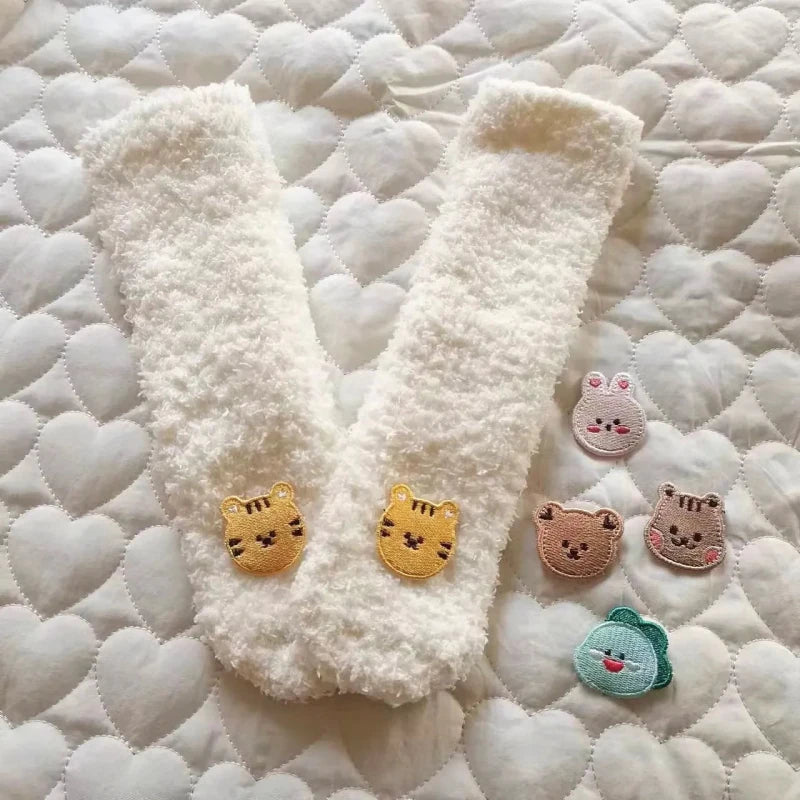 Winter Baby Socks Thick Warm Long Socks for Toddler White Autumn Winter PlushKnee Newborn Anti Slip Floor Socks Baby Accessories - Hands & Toes