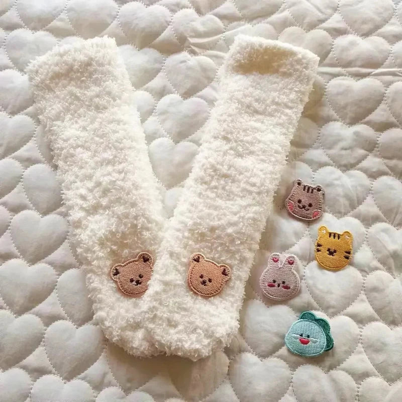 Winter Baby Socks Thick Warm Long Socks for Toddler White Autumn Winter PlushKnee Newborn Anti Slip Floor Socks Baby Accessories - Hands & Toes