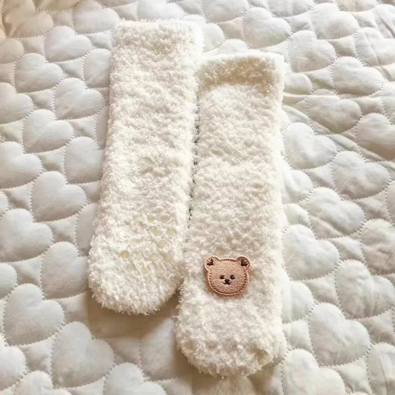 Winter Baby Socks Thick Warm Long Socks for Toddler White Autumn Winter PlushKnee Newborn Anti Slip Floor Socks Baby Accessories - Hands & Toes