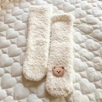 Winter Baby Socks Thick Warm Long Socks for Toddler White Autumn Winter PlushKnee Newborn Anti Slip Floor Socks Baby Accessories - Hands & Toes