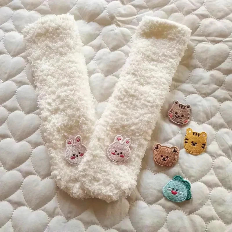 Winter Baby Socks Thick Warm Long Socks for Toddler White Autumn Winter PlushKnee Newborn Anti Slip Floor Socks Baby Accessories - Hands & Toes