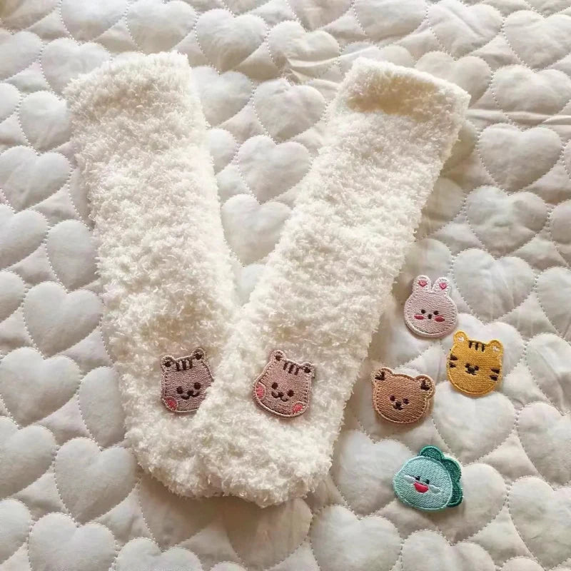 Winter Baby Socks Thick Warm Long Socks for Toddler White Autumn Winter PlushKnee Newborn Anti Slip Floor Socks Baby Accessories - Hands & Toes