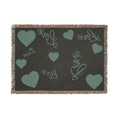 Woven Blanket - 'Love' Heart Pattern Throw Blanket, Cozy Romantic Home Decor Gift - Hands & Toes