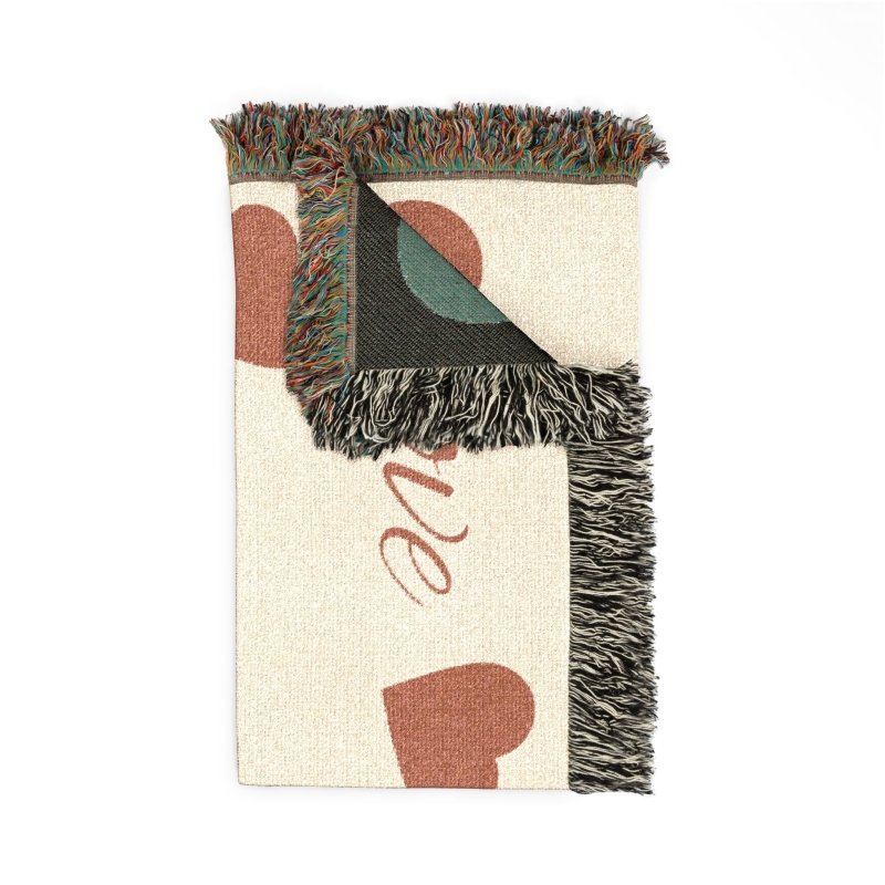 Woven Blanket - 'Love' Heart Pattern Throw Blanket, Cozy Romantic Home Decor Gift - Hands & Toes