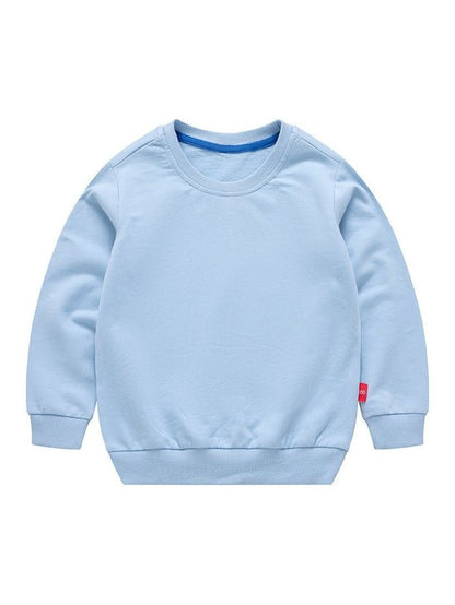 Boys Korean Round Neck Solid Color Loose Long Sleeve Pullover